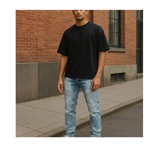 MAKOBI BIKER JEANS WITH BLEACH SPOTS VINTAGE